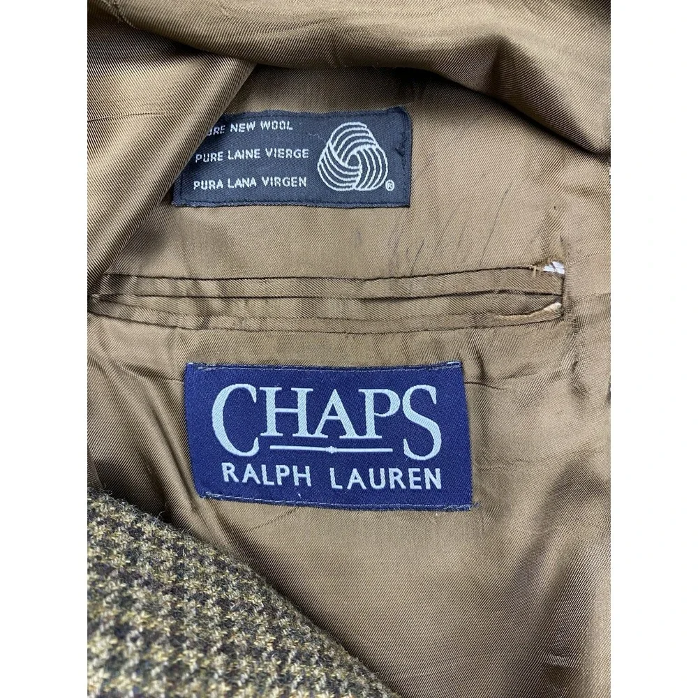 Chaps Ralph Lauren Men's Vtg Wool Herringbone Tweed Sport Coat Blazer Brown 44 R